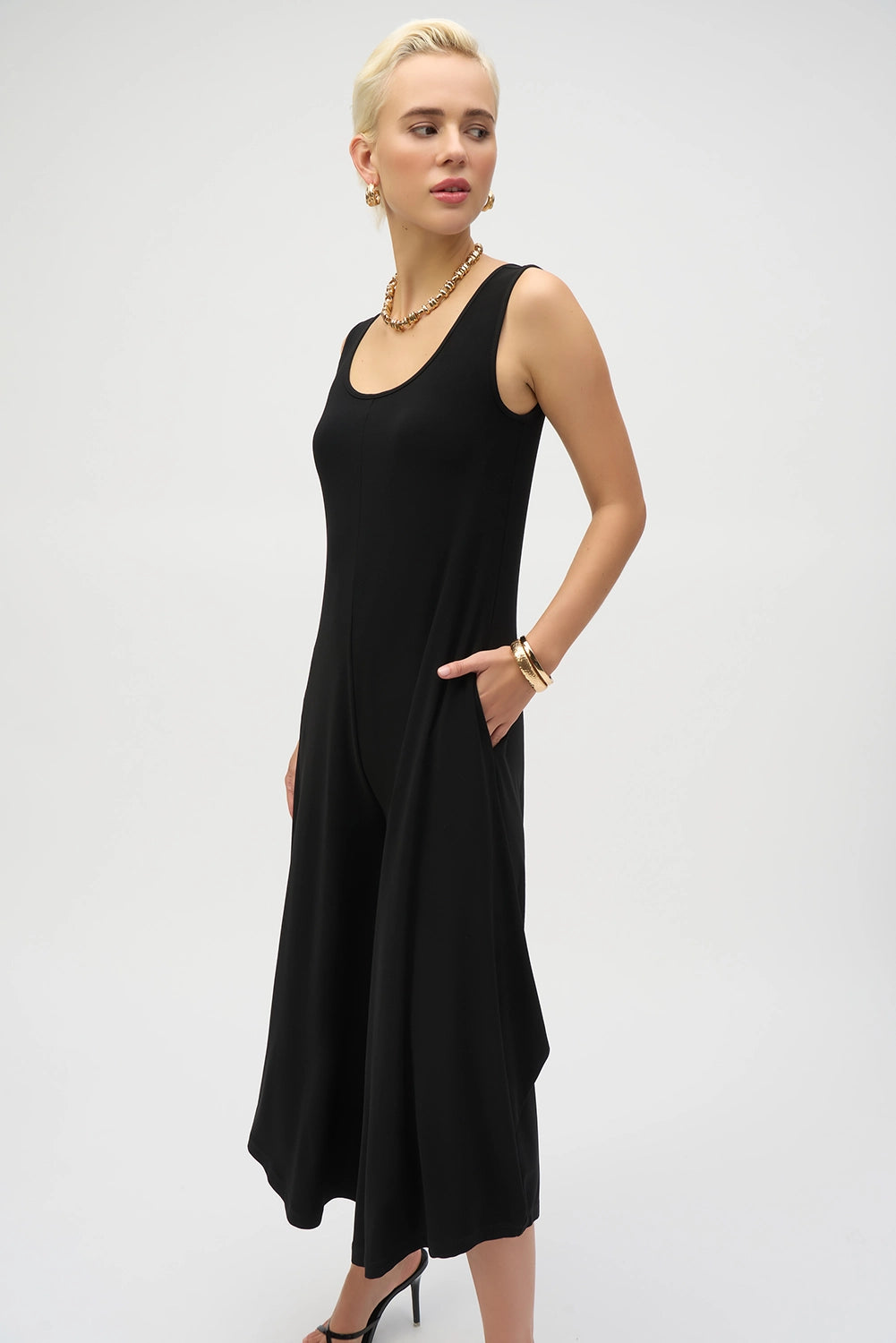 Joseph Ribkoff Silky Knit Wide-Leg Sleeveless Jumpsuit Jr252056