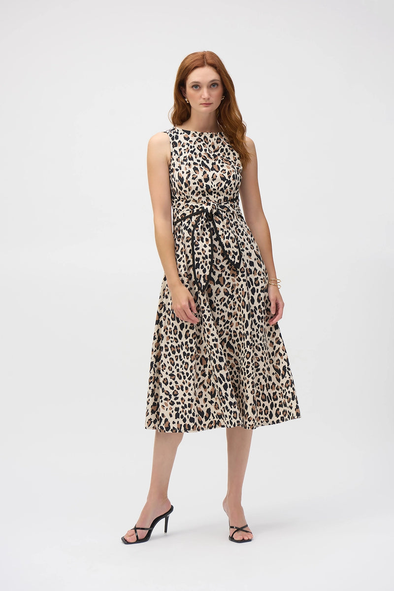 Joseph Ribkoff Poplin Animal Print Fit and Flare Dress Jr252095