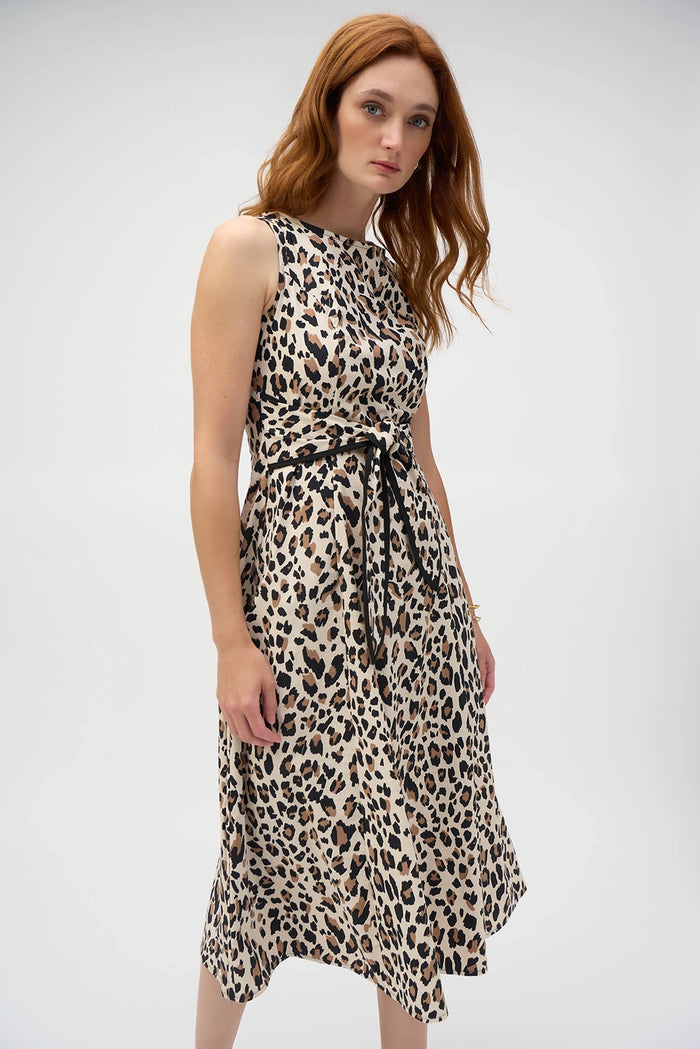 Joseph Ribkoff Poplin Animal Print Fit and Flare Dress Jr252095