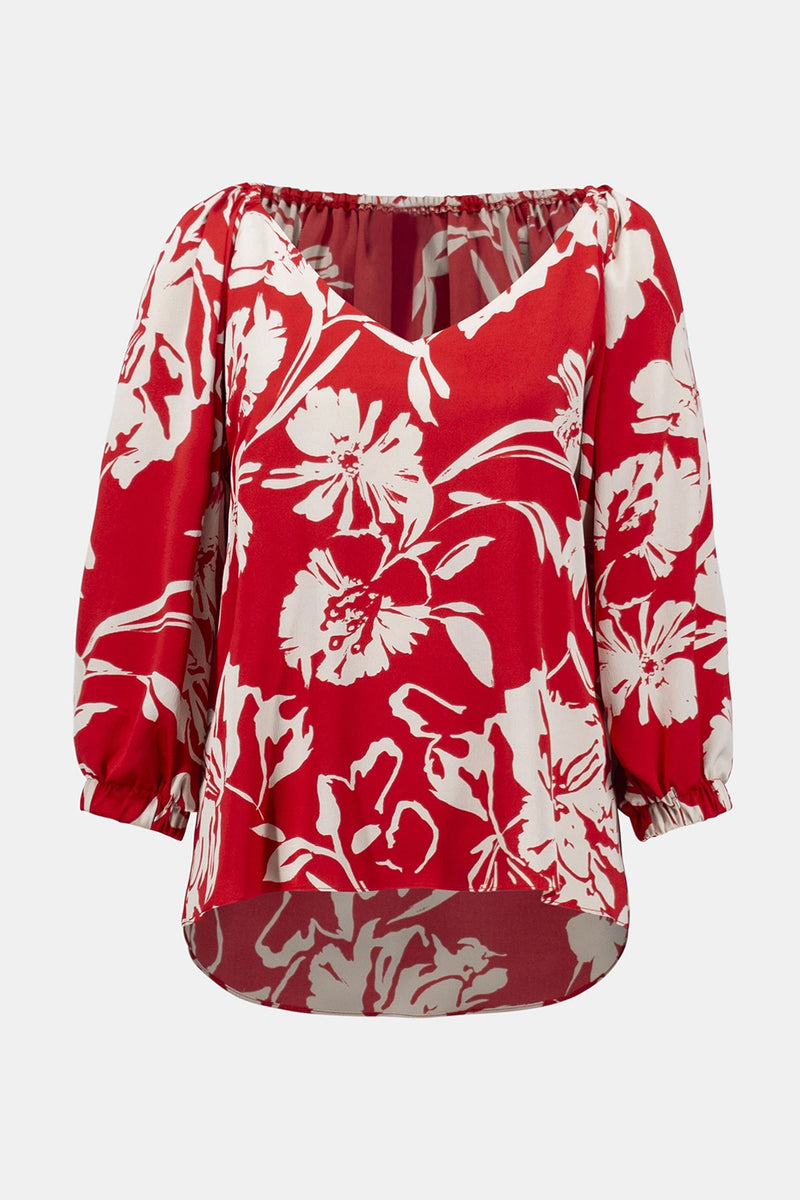 Joseph Ribkoff Satin Floral Print Straight Top Jr252119