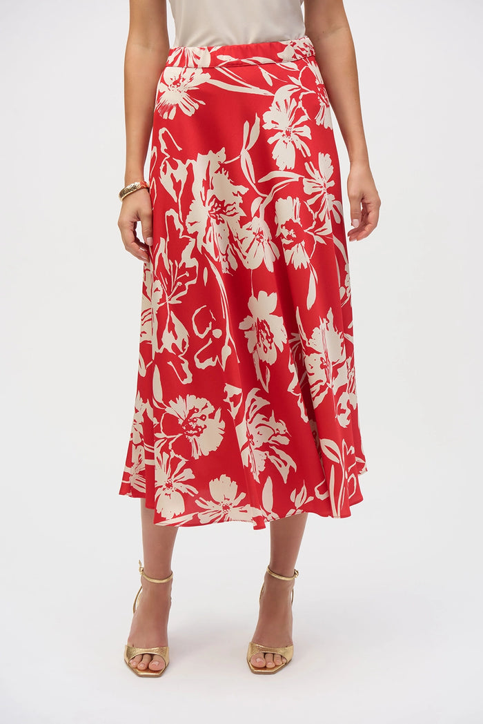 Joseph Ribkoff Satin Floral Print A-Line Skirt Jr252176