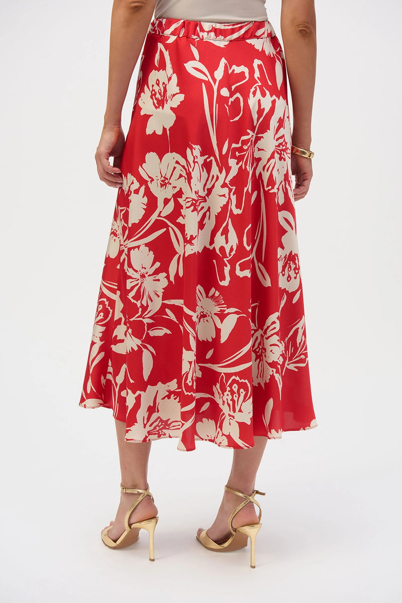 Joseph Ribkoff Satin Floral Print A-Line Skirt Jr252176