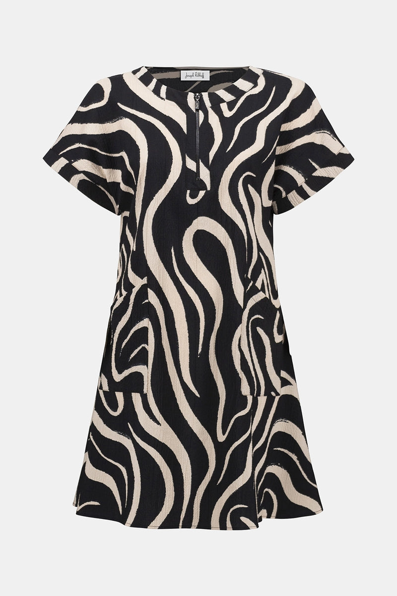 Joseph Ribkoff Seersucker Abstract Print A-Line Dress Jr252205