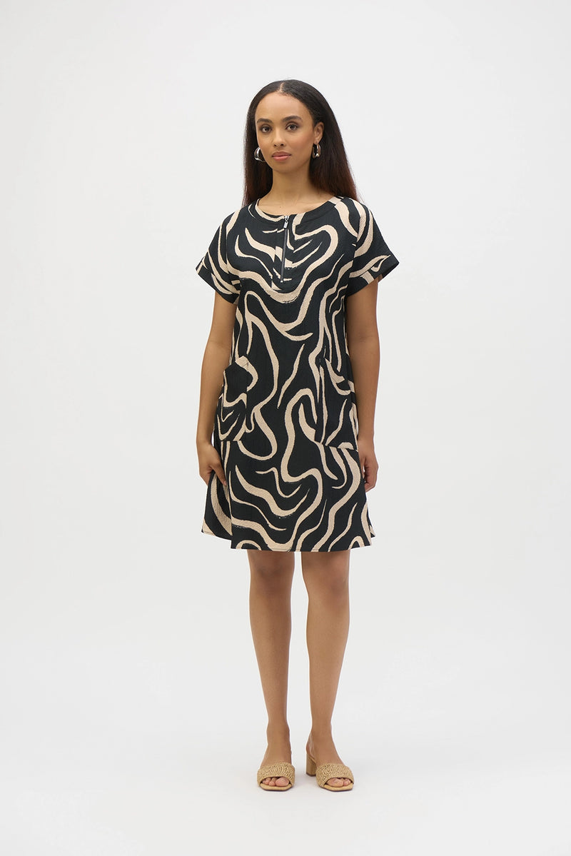 Joseph Ribkoff Seersucker Abstract Print A-Line Dress Jr252205