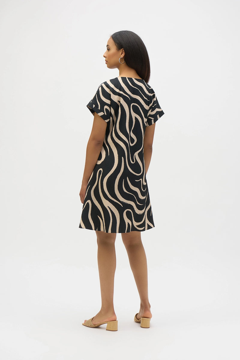 Joseph Ribkoff Seersucker Abstract Print A-Line Dress Jr252205