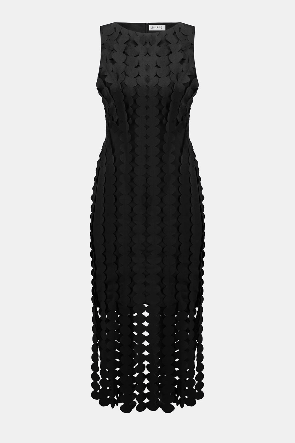 Joseph Ribkoff Signature Scuba Knit Sheath Dress with Circle Fringes Jr252712