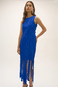 Joseph Ribkoff Signature Scuba Knit Sheath Dress with Circle Fringes Jr252712