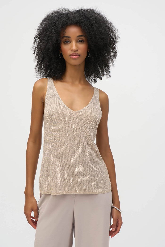 Joseph Ribkoff Metallic Knitted Camisole with Rhinestones Jr252915