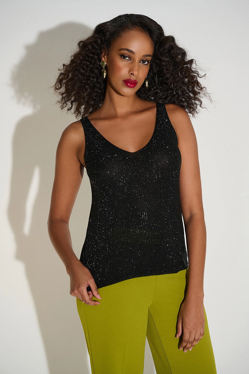 Joseph Ribkoff Metallic Knitted Camisole with Rhinestones Jr252915