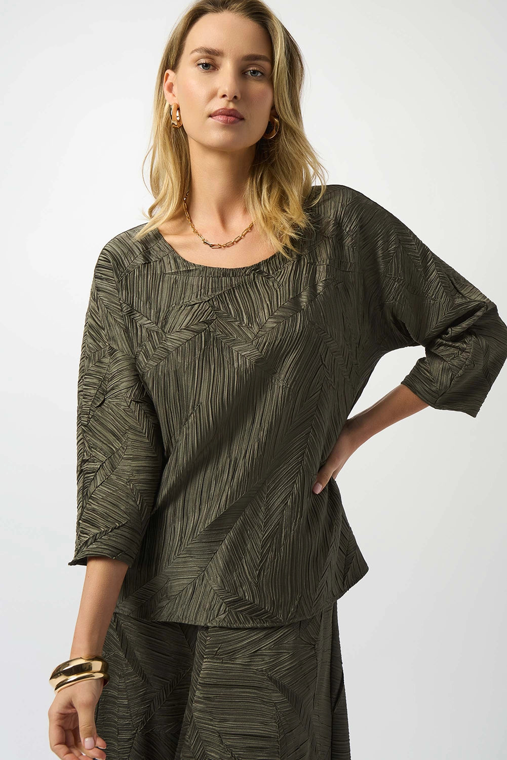 Joseph Ribkoff Pleated Satin Boxy Top Jr253002