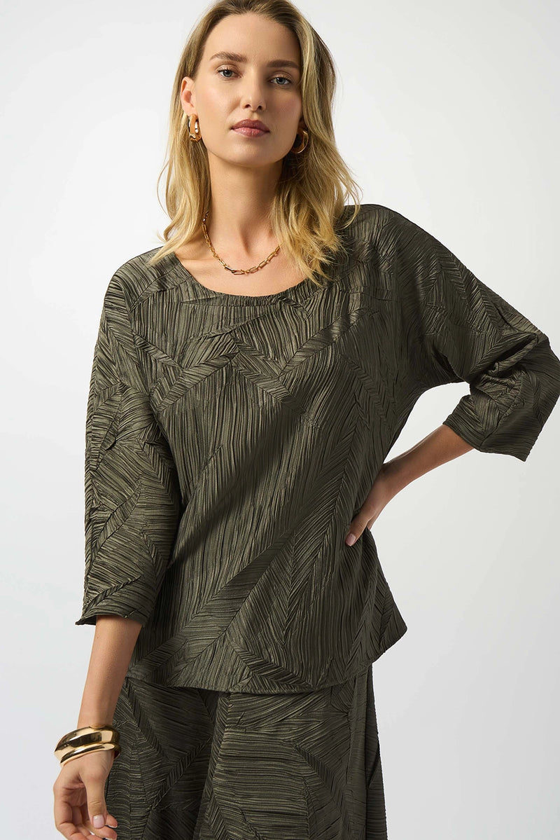 Joseph Ribkoff Pleated Satin Boxy Top Jr253002