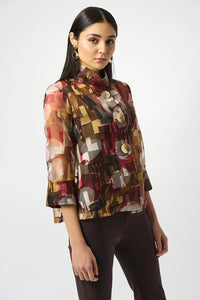 Joseph Ribkoff Organza Abstract Print Two-Piece Trapeze Jacket Jr253163