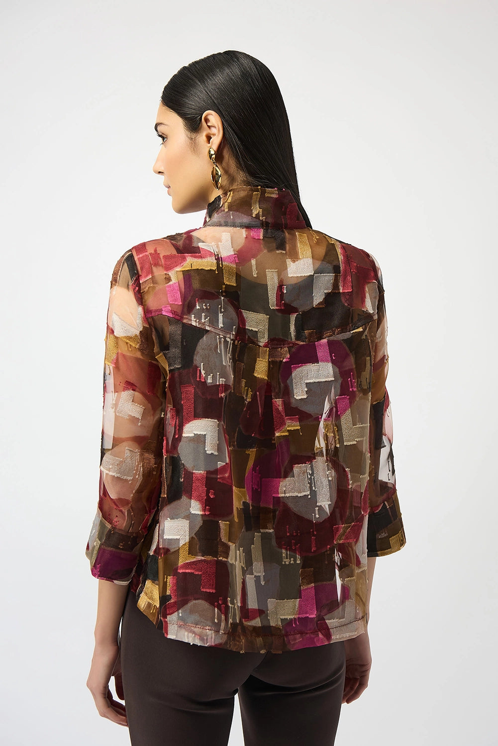 Joseph Ribkoff Organza Abstract Print Two-Piece Trapeze Jacket Jr253163