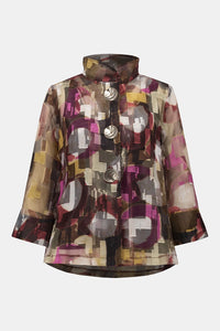 Joseph Ribkoff Organza Abstract Print Two-Piece Trapeze Jacket Jr253163
