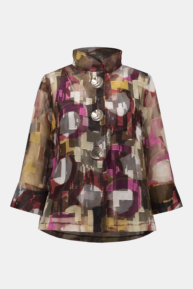 Joseph Ribkoff Organza Abstract Print Two-Piece Trapeze Jacket Jr253163