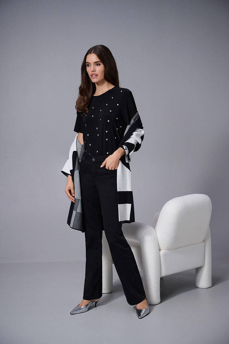 Joseph Ribkoff Silky Knit Embellished Boxy T-Shirt Jr253203