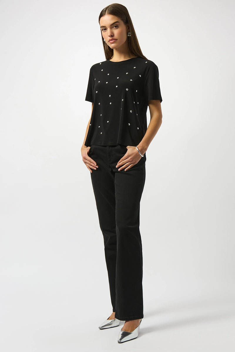 Joseph Ribkoff Silky Knit Embellished Boxy T-Shirt Jr253203