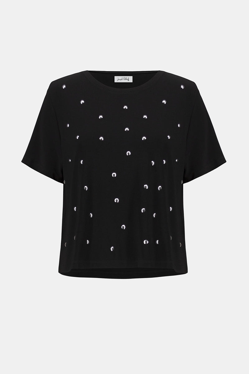 Joseph Ribkoff Silky Knit Embellished Boxy T-Shirt Jr253203