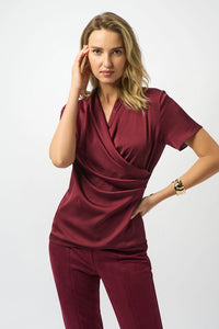 Joseph Ribkoff Recycled Satin And Silky Knit Wrap Top Jr253237