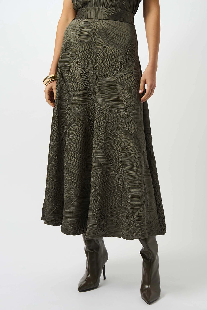 Joseph Ribkoff Pleated Satin Long Flared Skirt Jr253248