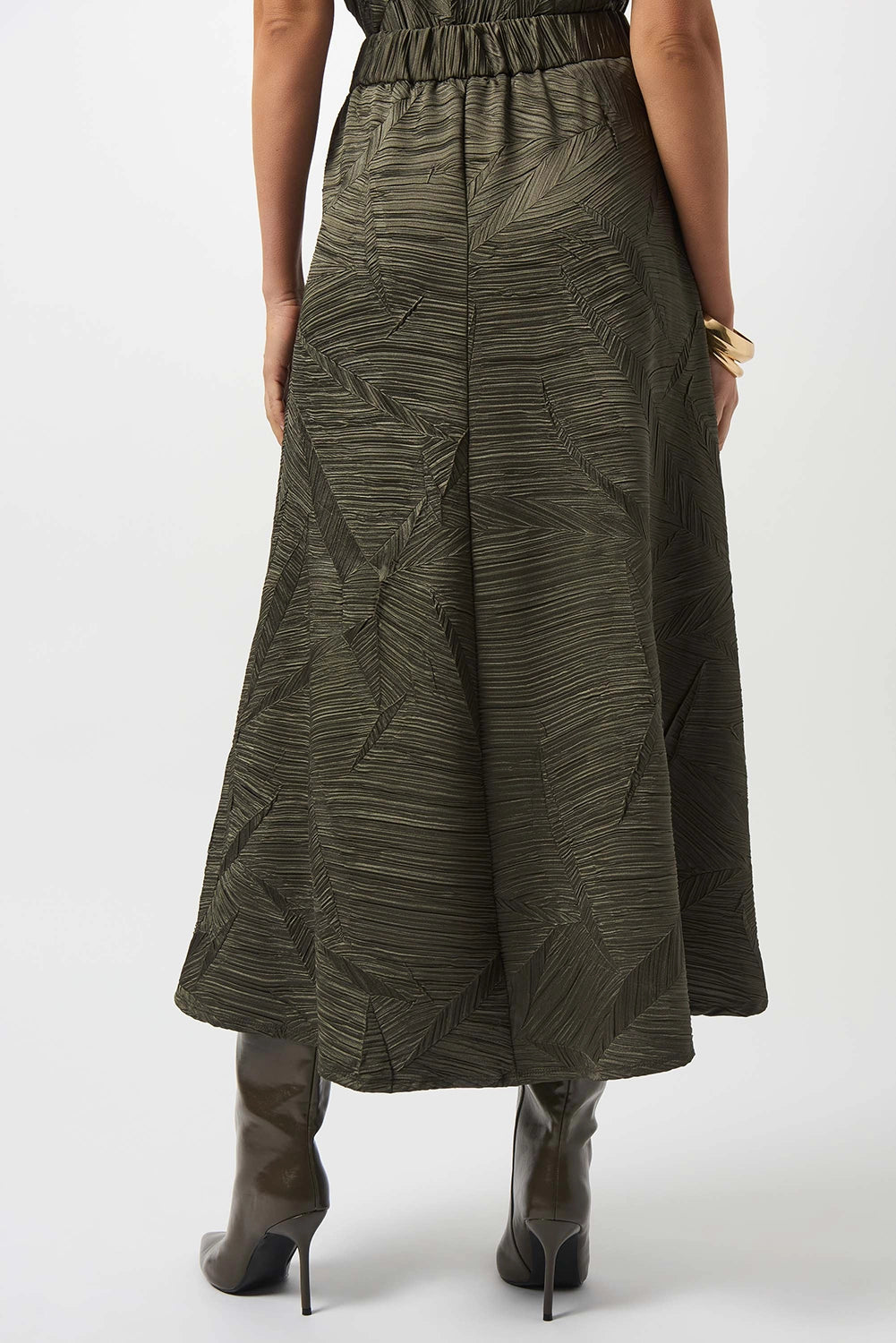 Joseph Ribkoff Pleated Satin Long Flared Skirt Jr253248