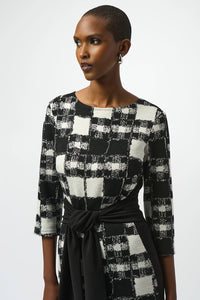 Joseph Ribkoff Jacquard Sweater Plaid Print Sheath Dress Jr253289