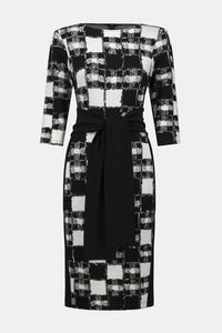 Joseph Ribkoff Jacquard Sweater Plaid Print Sheath Dress Jr253289