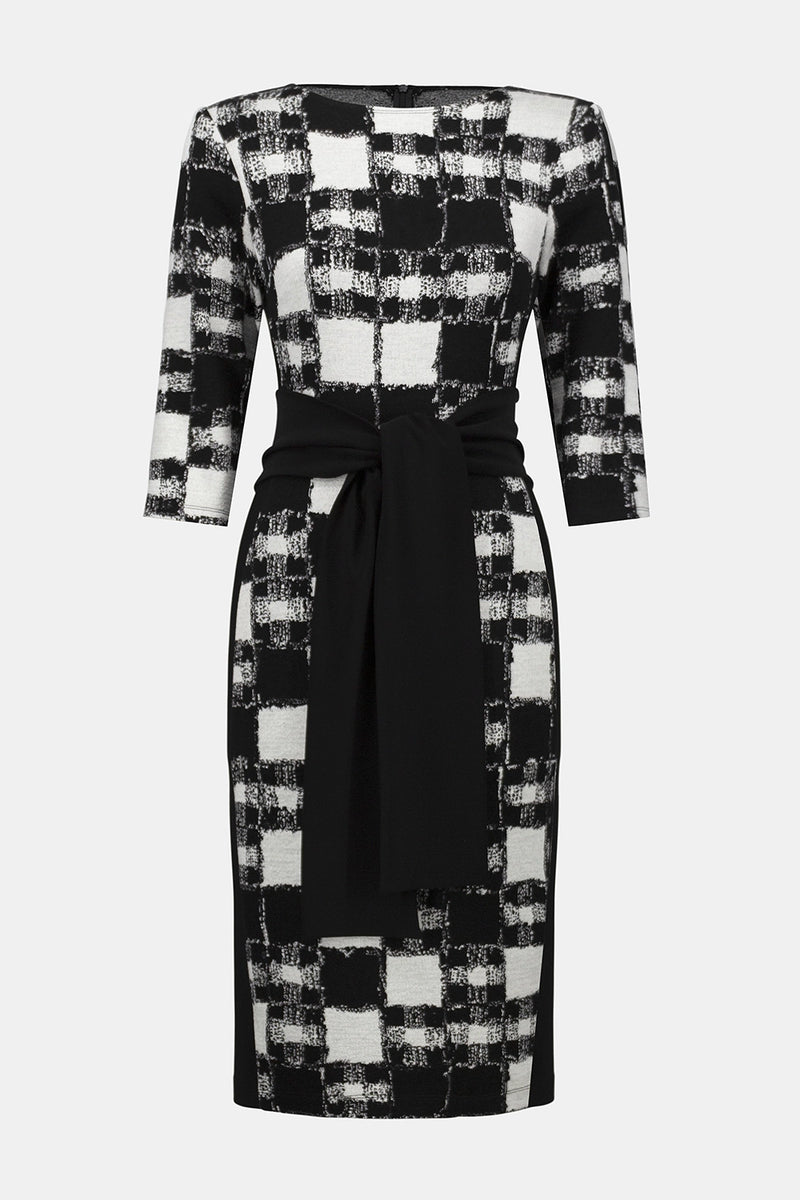 Joseph Ribkoff Jacquard Sweater Plaid Print Sheath Dress Jr253289