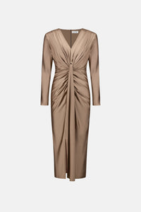 Joseph Ribkoff Satin Effect Knit Draped V-Neck Sheath Dress Jr253714F26