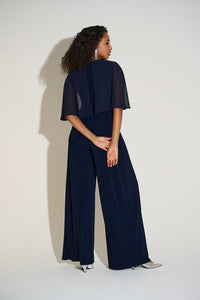 Joseph Ribkoff Silky Knit & Chiffon Wide Leg Jumpsuit with Cape Jr253723