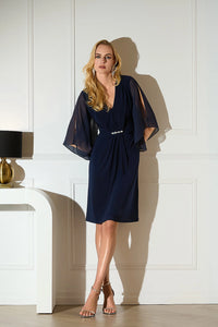 Joseph Ribkoff Silky Knit & Chiffon Sheath Dress Jr253728
