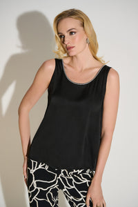 Joseph Ribkoff  Recycled Satin Top with Rhinestone Trim Jr253744