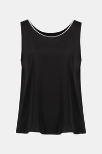 Joseph Ribkoff  Recycled Satin Top with Rhinestone Trim Jr253744