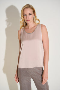 Joseph Ribkoff  Recycled Satin Top with Rhinestone Trim Jr253744