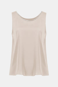 Joseph Ribkoff  Recycled Satin Top with Rhinestone Trim Jr253744
