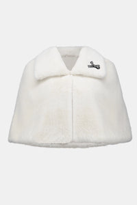 Joseph Ribkoff  Faux Fur Cape with Crystal Brooch Jr253749
