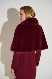 Joseph Ribkoff  Faux Fur Cape with Crystal Brooch Jr253749