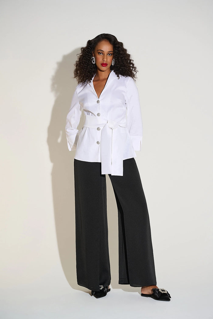 Joseph Ribkoff Satin Wide Leg Pants with Front Overlay Jr253788
