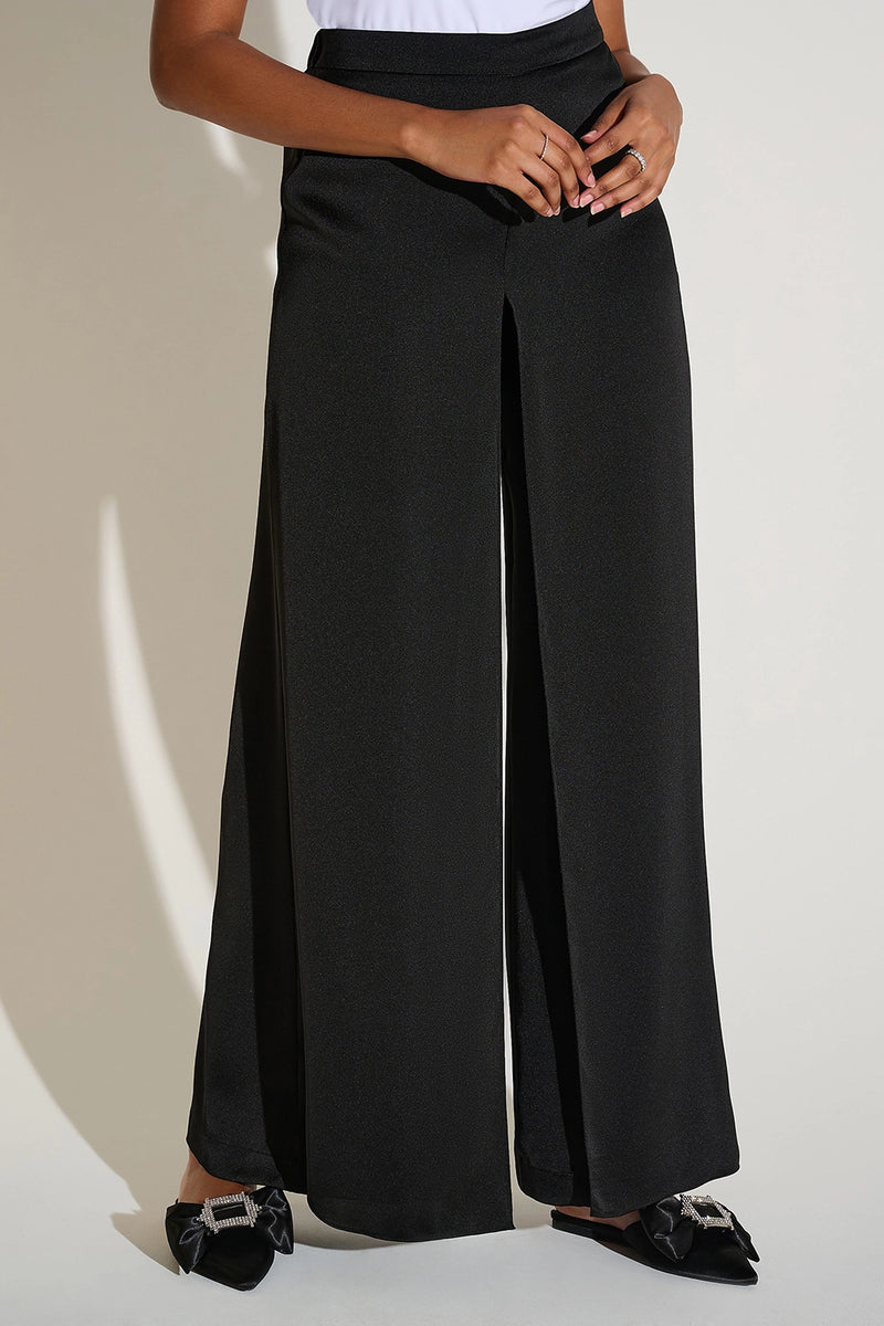 Joseph Ribkoff Satin Wide Leg Pants with Front Overlay Jr253788