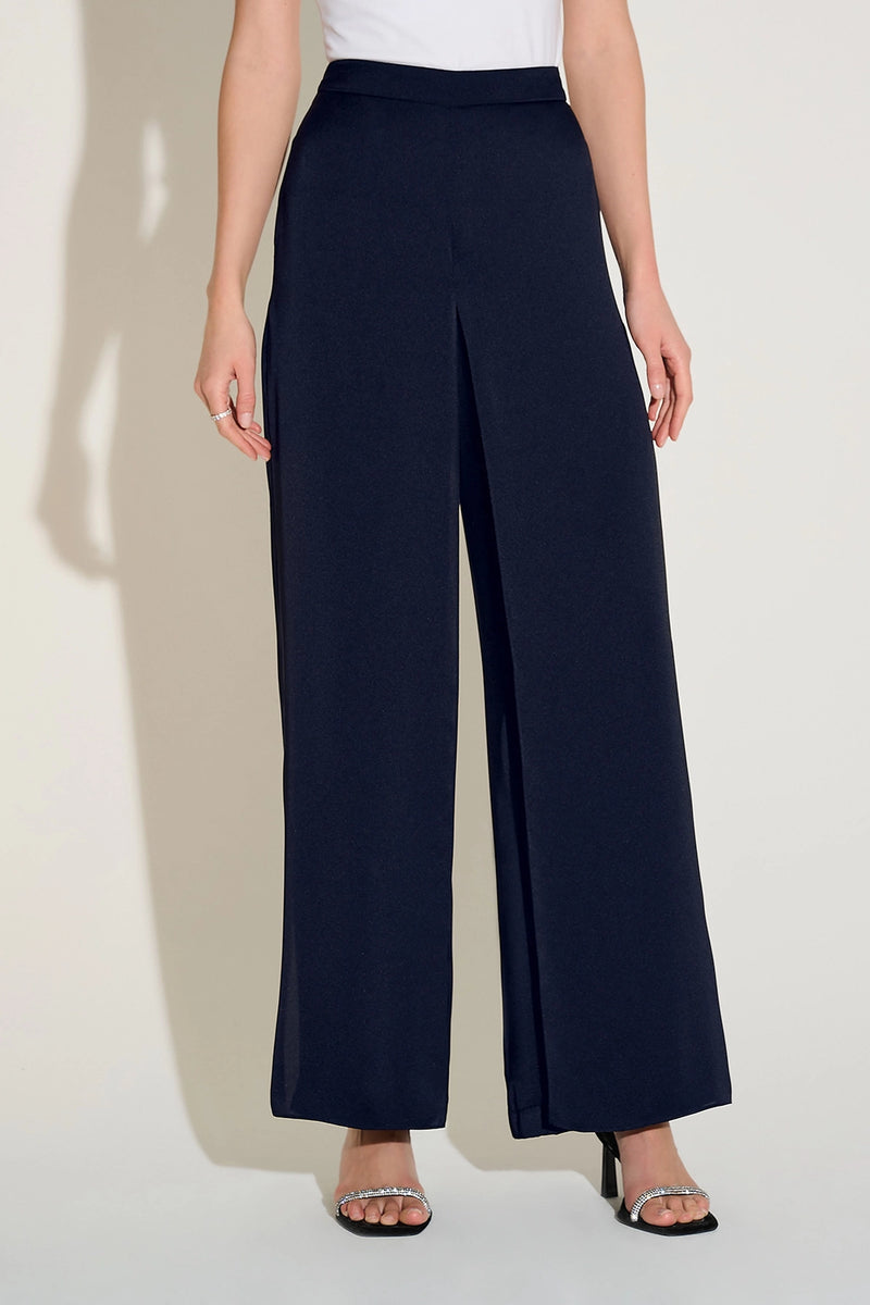 Joseph Ribkoff Satin Wide Leg Pants with Front Overlay Jr253788