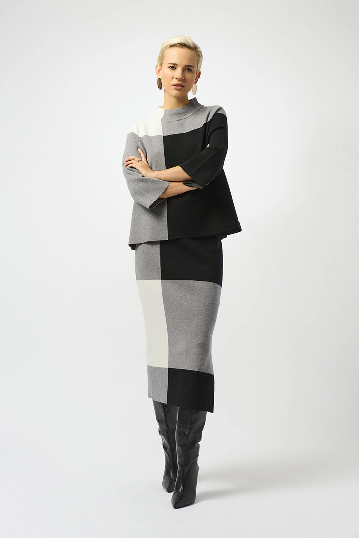 Joseph Ribkoff Jacquard Sweater Colour Block Skirt Jr253908