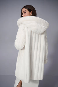 Joseph Ribkoff Faux Fur Reversible Hooded Coat Jr253926