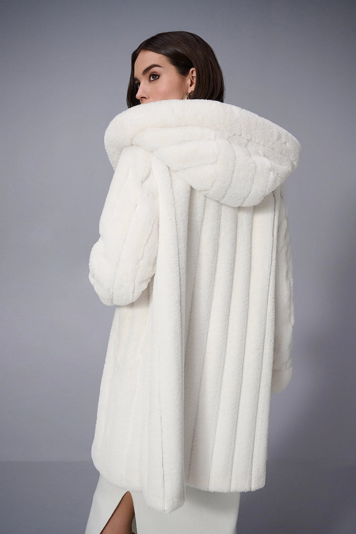 Joseph Ribkoff Faux Fur Reversible Hooded Coat Jr253926