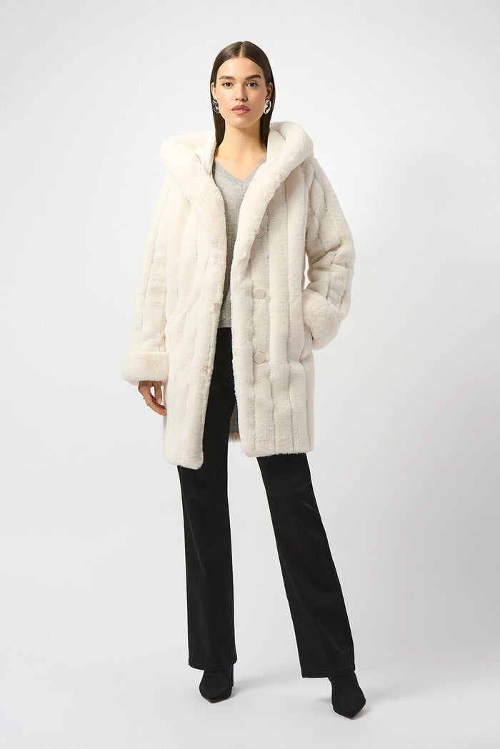 Joseph Ribkoff Faux Fur Reversible Hooded Coat Jr253926