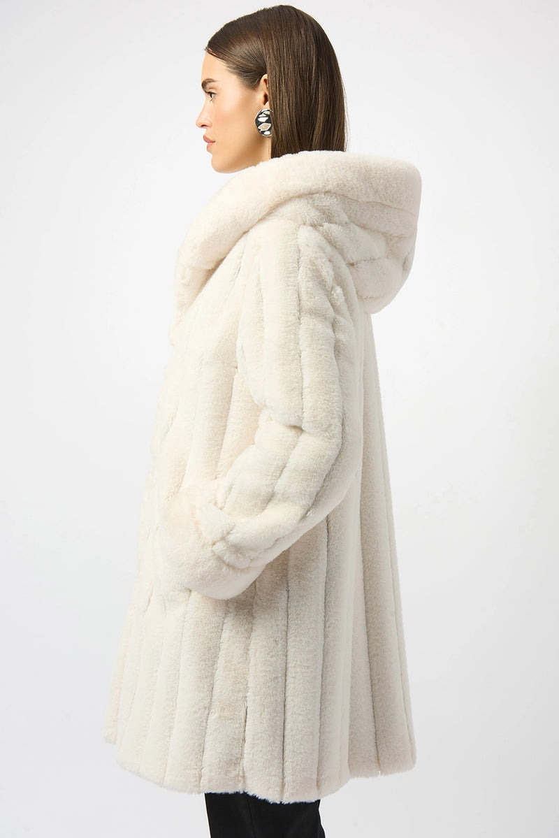 Joseph Ribkoff Faux Fur Reversible Hooded Coat Jr253926