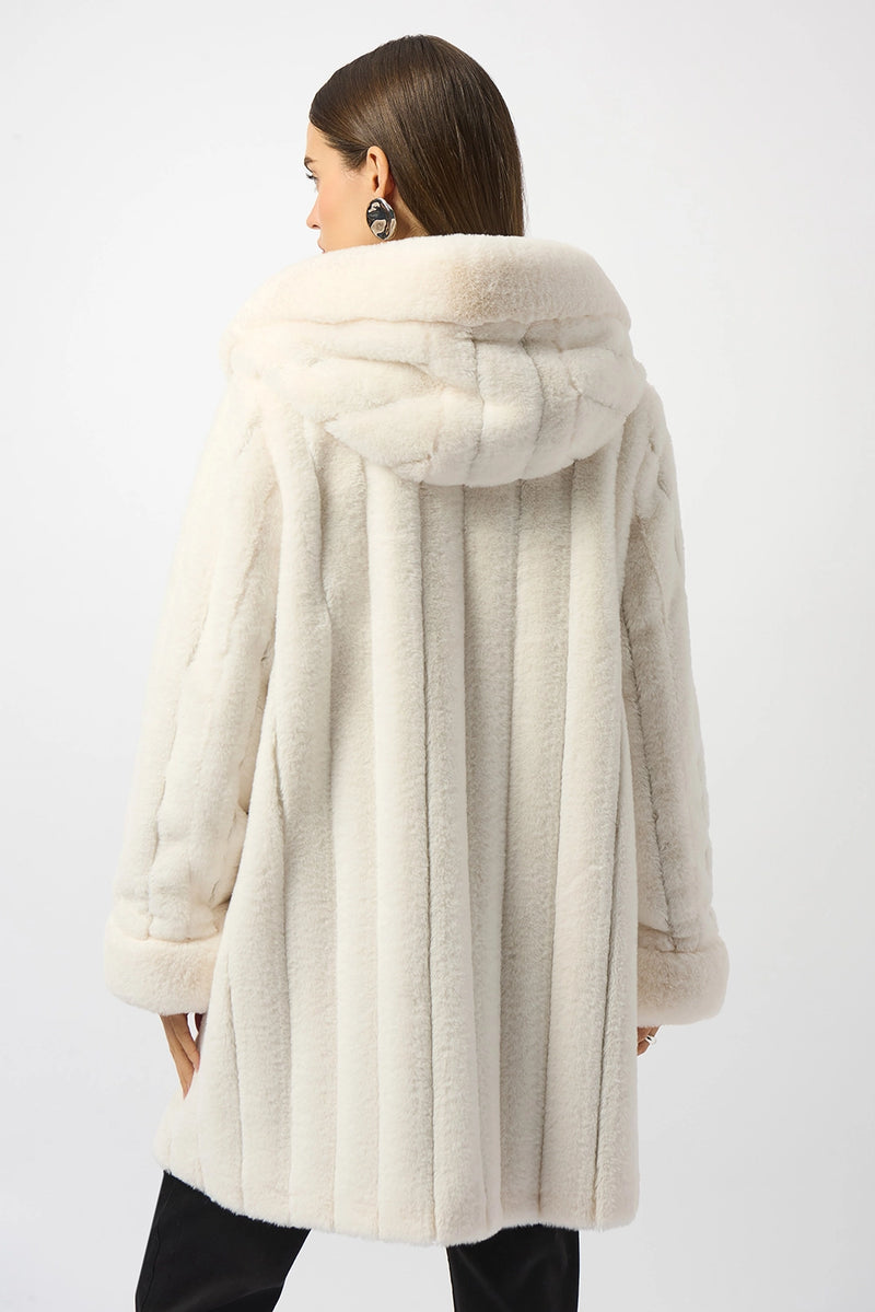 Joseph Ribkoff Faux Fur Reversible Hooded Coat Jr253926