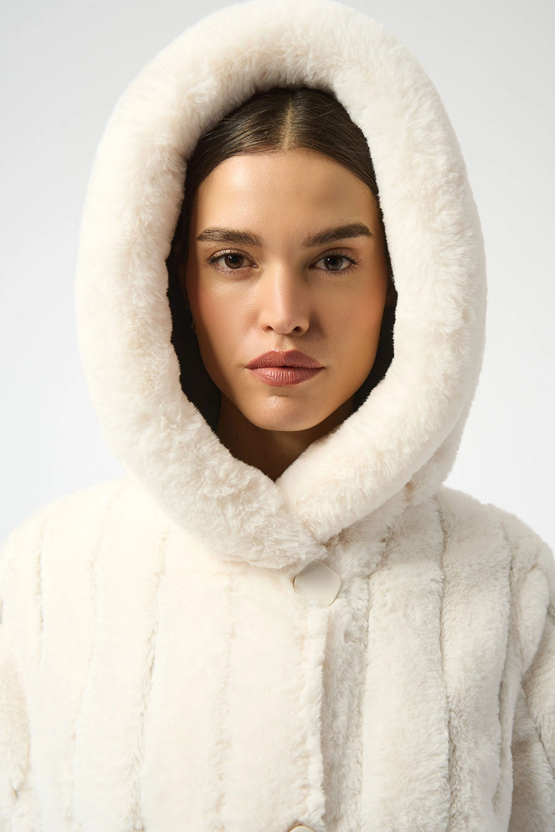 Joseph Ribkoff Faux Fur Reversible Hooded Coat Jr253926