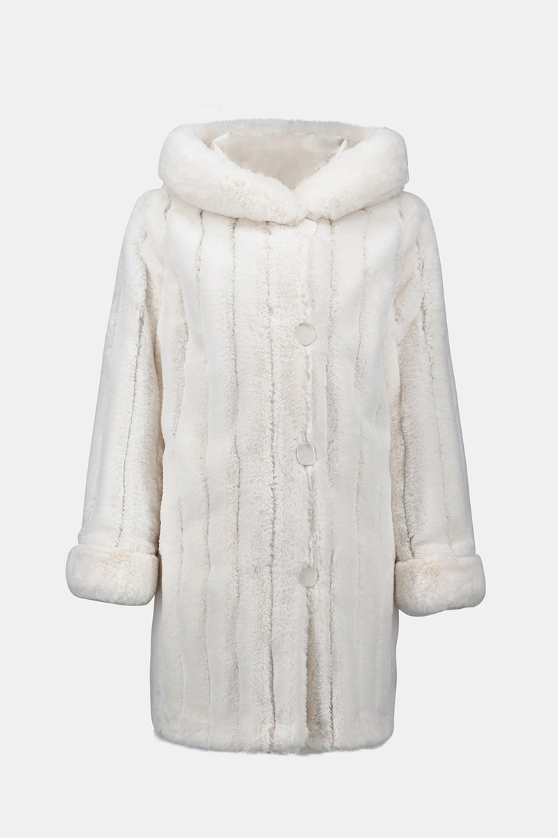 Joseph Ribkoff Faux Fur Reversible Hooded Coat Jr253926