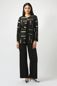 Joseph Ribkoff Scuba & Leatherette Collarless Jacket Jr253929