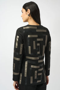 Joseph Ribkoff Scuba & Leatherette Collarless Jacket Jr253929